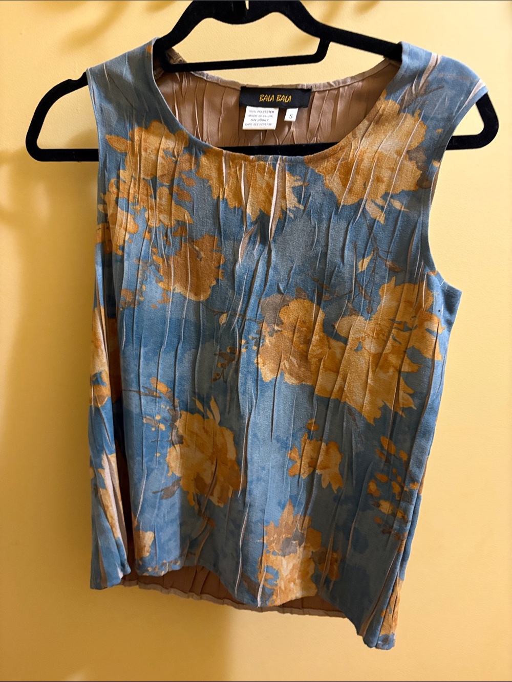 Blue & Gold Floral Sleeveless Top